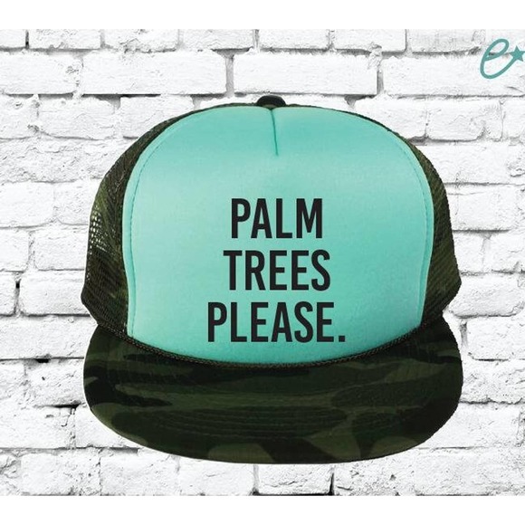 Palm Trees Please Trucker Hat Hawaii Mesh Back Hat Snapback Party Hats - Picture 1 of 7